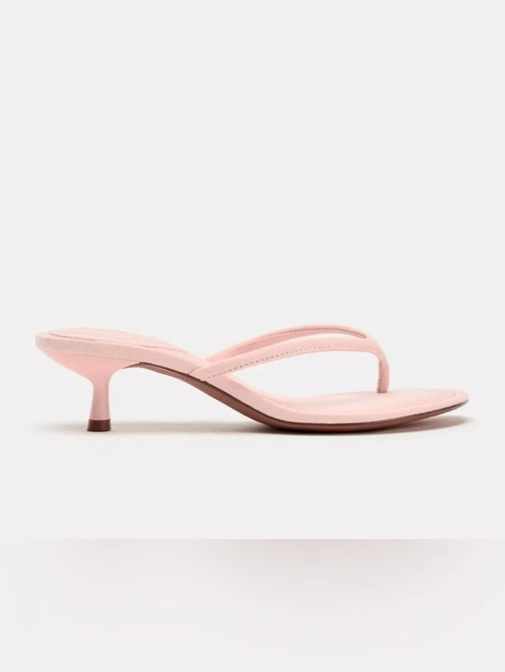 NWT ZARA Pink Suede Kitten Heel Split Sandals - Picture 5 of 12